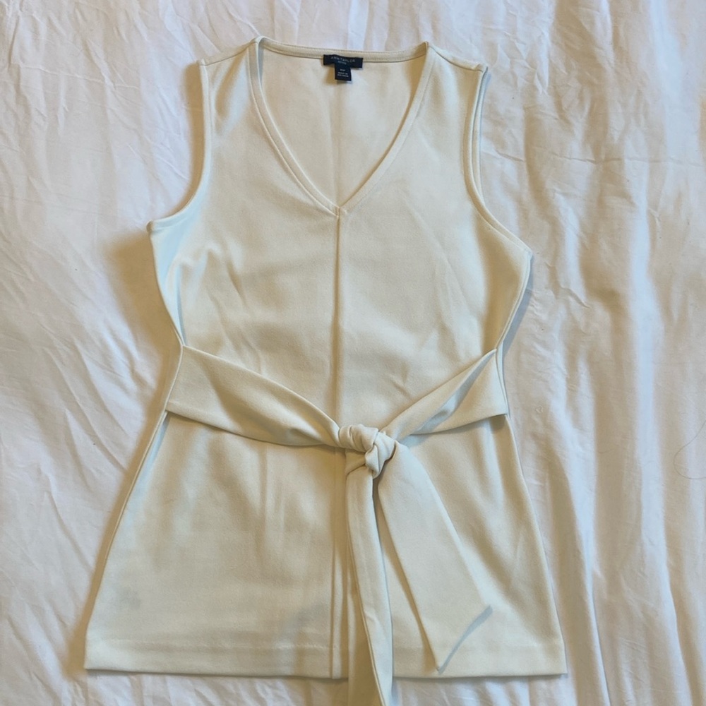 Ann Taylor White Belted Tank [XSP]
